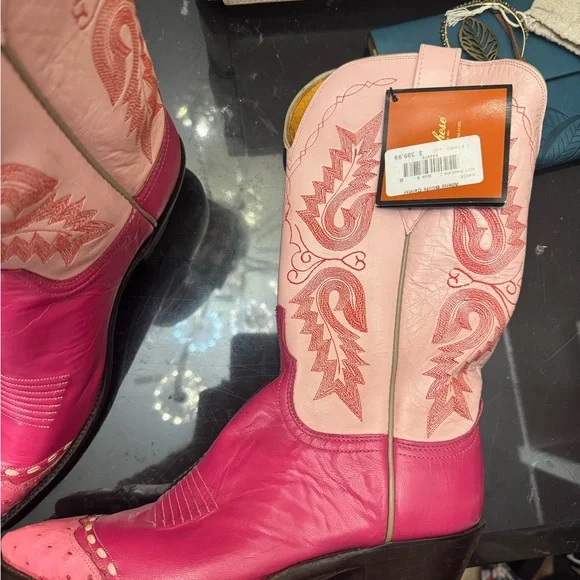 RARE LUCCHESE WOMEN'S SZ 7.5 BARBIE - PINK LEATHER COWGIRL BOOTS - Picture 3 of 8